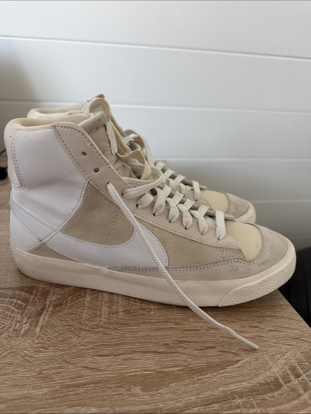 Nike High-Top Sneakers in Cream and White